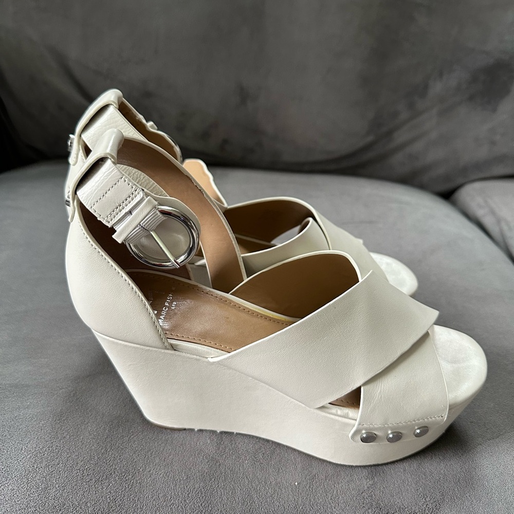 Marc Fisher Cream Wedge Sandals